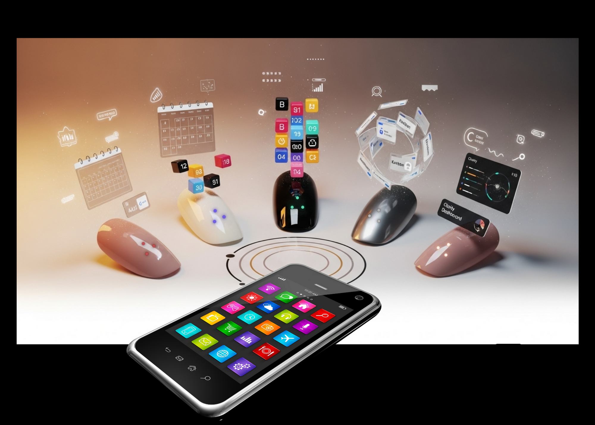 SigNa∴ls™ NFC nails interacting with a smartphone and digital dashboards